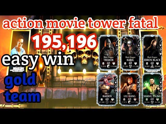 action movie tower 195,196 with gold tea | talent tree setting| mk mobile