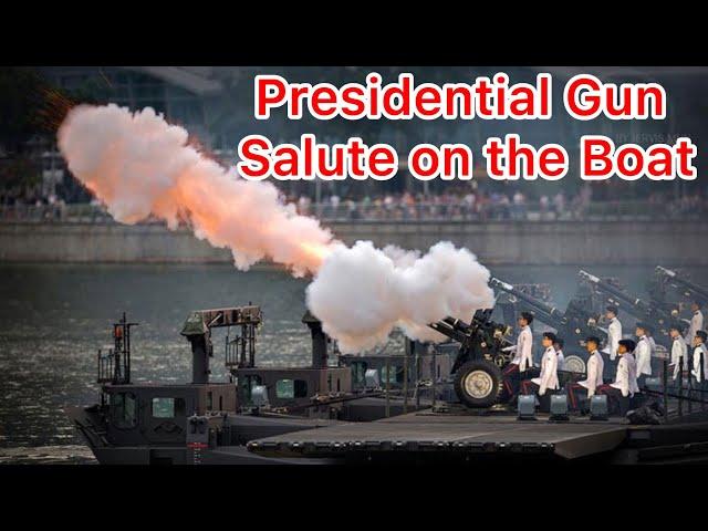 Presidential Gun Salute on the Boat || Helicopter with Singapore flag| Tuoi Singapore