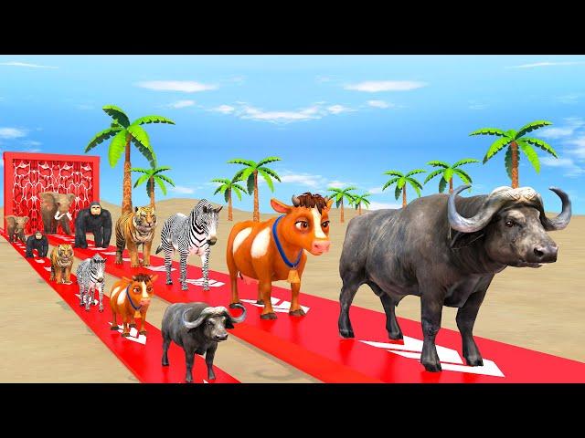 Paint & Animals Mammoth,Gorilla,Lion,Duck,Cow,Panda Fountain Crossing Transformation Animal Cartoon