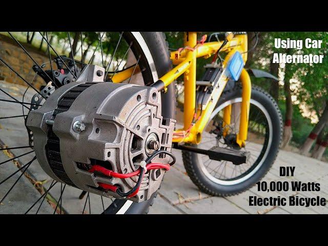 Bicycle Conversion using a 10,000 Watt Car Alternator