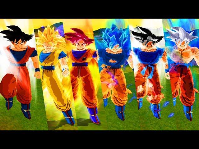 TODAS AS TRANSFORMAÇÕES DO GOKU - SSJ, SSJ2, SSJ3, SSG, SSB, UI E INSTINTO SUPERIOR DOMINADO