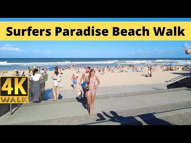 Surfers Paradise Beach Walk ️ 4K  - Gold Coast Australia 