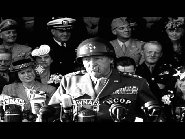 General George S Patton talks about excellent job done by The Third Army during W...HD Stock Footage