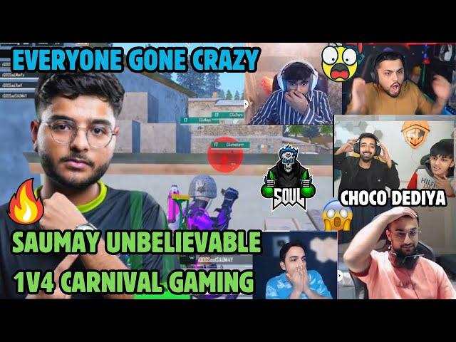 ALL STREAMER REACTIONSAUMAYINSANE 1V4 CARNIVAL GAMING️