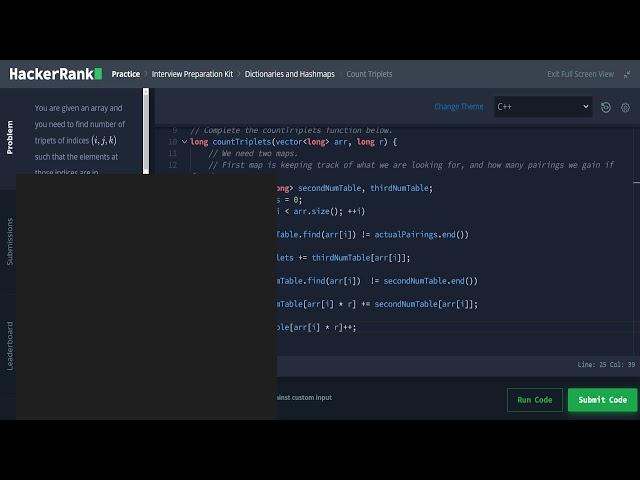 HackerRank Interview Prep - Problem 13: Count Triplets