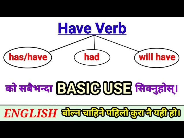 ZERO देखि ENGLISH सिक्न घुँडा धसेर लागि पर्नुहोस् || HAVE/HAS/HAD/WILL HAVE को सही प्रयोग सिक्नुहोस्