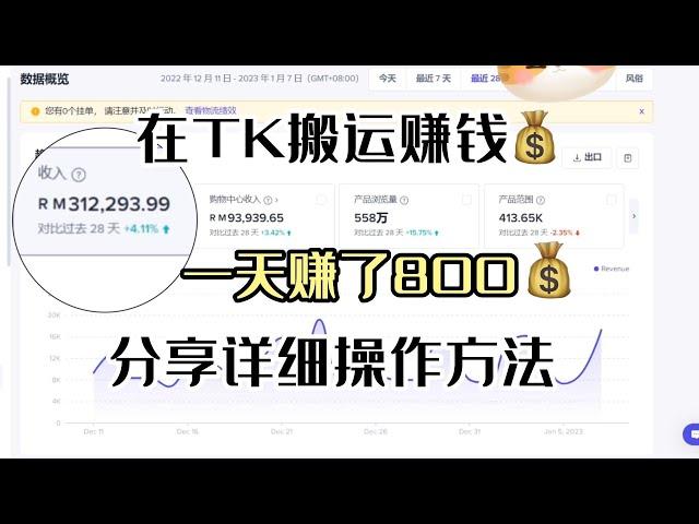 【奶糖说运营】每天在tiktok搬运赚钱，1天赚了800，适合没颜值没口才的新手，详细教程.