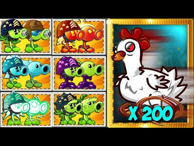 PVZ 2 - Random 50 Pair Team Mega Gatling & Other Plants Vs 200 Chicken Zombies