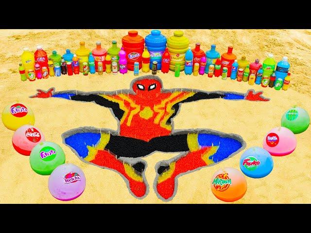 How to make Rainbow Spiderman withOrbeez, Fanta, Sprite, Coca Cola vs Mentos & Popular Sodas