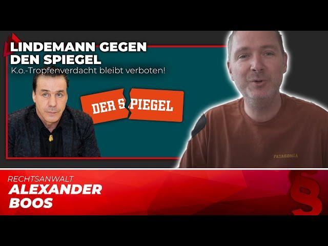 Till Lindemann gegen den SPIEGEL: K.O.-Tropfen-Verdacht bleibt verboten. OLG Hamburg