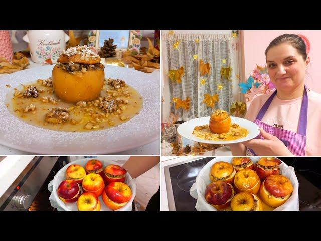 Mere coapte la cuptor umplute cu marzipan,nucă,unt si alte ingrediente aromate,rețetă de la Angi 