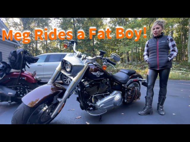 Meg rides a FAT BOY!!!!