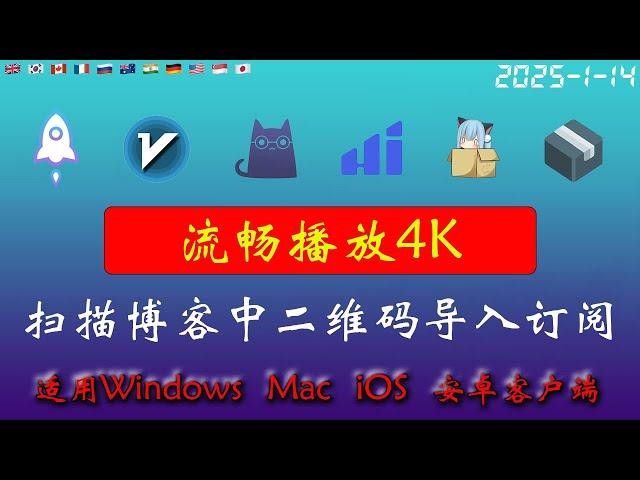 2025年1月14日全新4k节点部分节点支持解锁ChatGPT，稳定4k，自建节点，最高8k，免费节点，节点分享，clash节点，V2ray节点，节点订阅，免费机场，科学上网，小火箭节点，免费翻墙