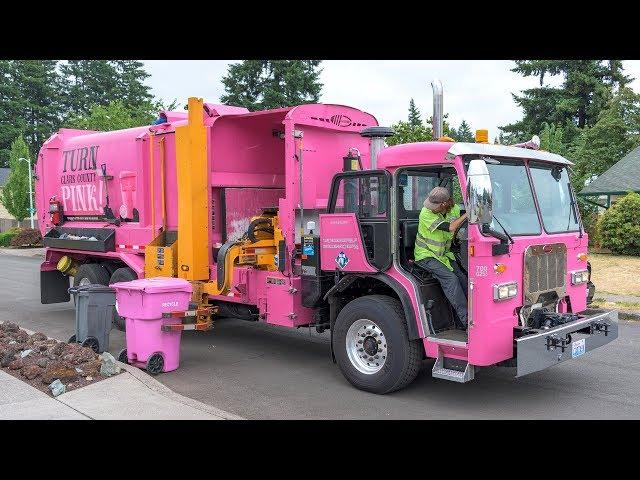 Waste Connections' Pink Recycling Truck!