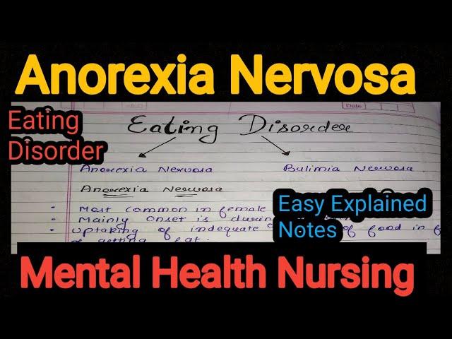 Notes Of Anorexia Nervosa (Eating Disorder) in Mental Health Nursing (Psychiatric) in Hindi.