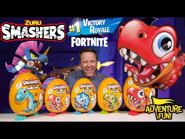 5 Zuru Smashers Junior Dino Dig & Dino Guard Fortnite Challenge With T-Rex Toy Review AdventureFun!