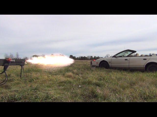 250lb Railgun vs. Car Door: 27,000 Joules. Launch #4