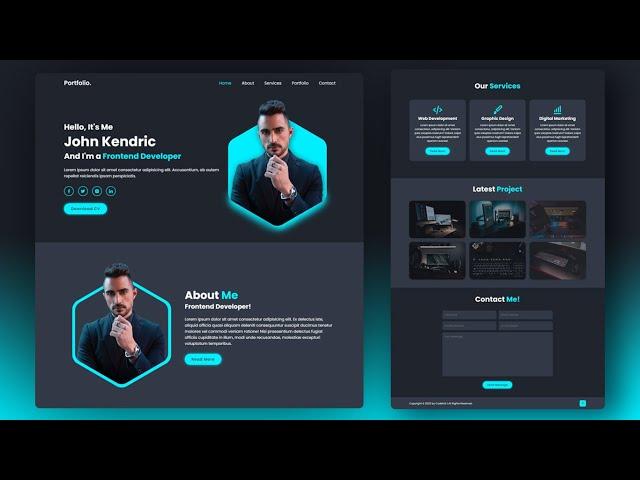 Build a Complete Responsive Personal Portfolio Website using HTML CSS Javascript