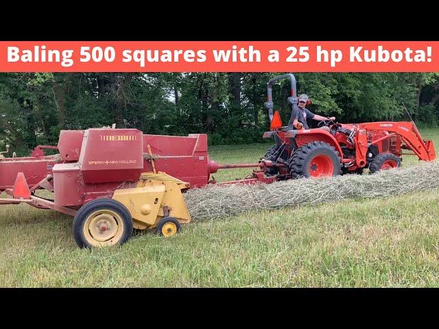 Baling 500 squares with a 25 horsepower Kubota L2501!