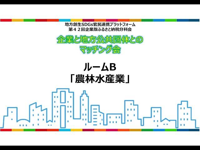 【令和６年10月31日(木)開催】地方創生SDGs官民連携プラットフォーム・第42回企業版ふるさと納税分科会「企業と地方公共団体とのマッチング会」ルームＢ