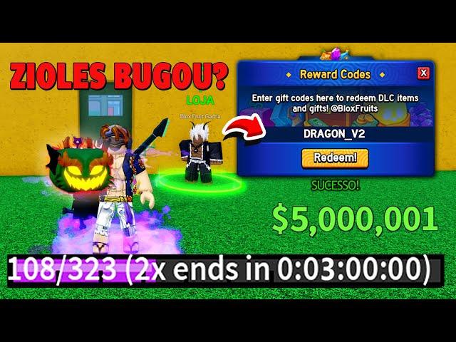 BUGUEI O ZIOLES E PEGUEI A FRUTA DRAGON + 29 CÓDIGOS DE 2X XP BELI E RESET NO BLOX FRUITS 2024...