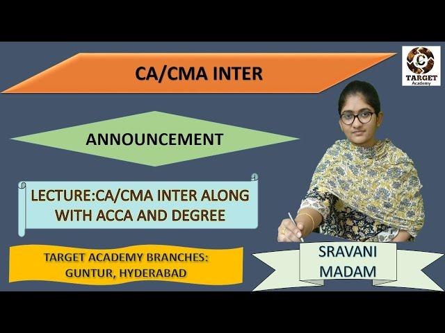 CA, CMA Coaching along with ACCA at TARGET Academy _BY_SRAVANI_MADAM #cma #ca #acca #cpa #cmausa