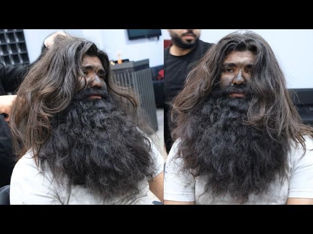 ''10 YEARS BEARD''!! Homeless Man Insane Transformation