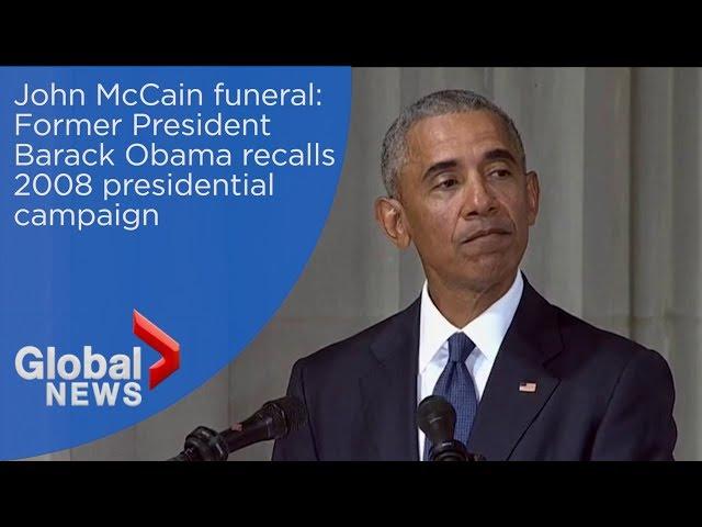 John McCain funeral: Barack Obama recalls senator defending him during 2008 presidential campaign