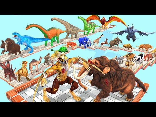 Death Run Who Will Win the Fight Saber Tooth vs Wild Animals The Toughest of all Animals Dinosaurs