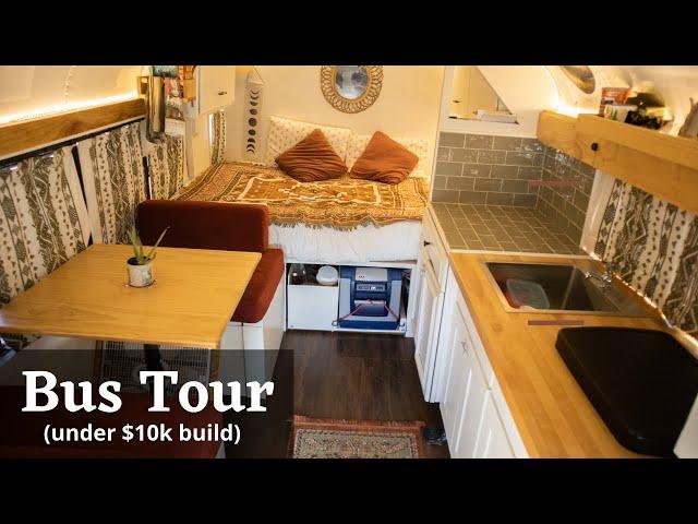 BUS TOUR! | BEAUTIFUL DIY TINY HOME on WHEELS | UNDER $10,000!