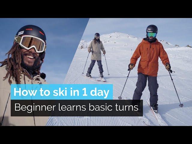 How to Ski in One Day | Beginner Learns Basic Turns