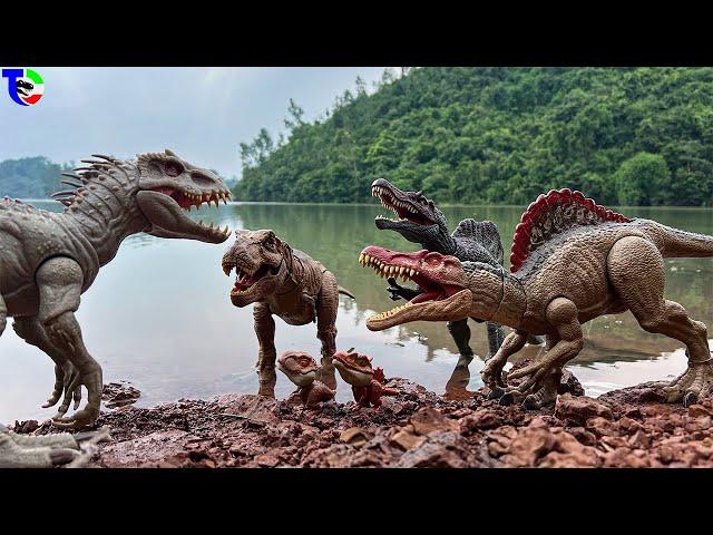 SPINOSAURUS VS INDOMINUS  REX VS T-REX Rexy Adventure| Dinosaur Toys Movie