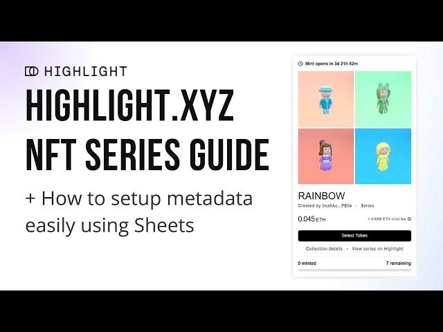 How to launch an ETH NFT Series Collection on Highlight XYZ