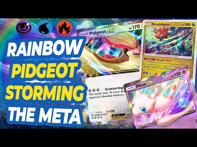 Rainbow Pidgeot EX is our first COMPETITIVE Tri-Color Pokemon Pocket Deck Highlight