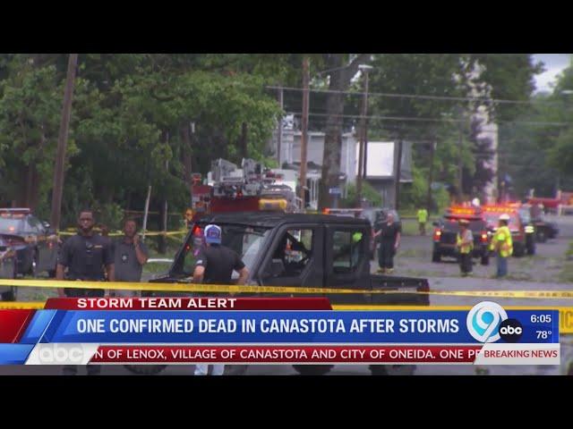 One confirmed dead in Canastota after storms