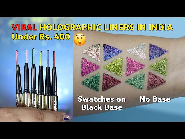 *NEW* Swiss Beauty Holographic Eyeliners Swatches | All 6 Shades #viralmakeup #nonsponsored