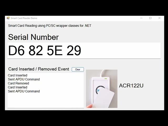 ACR122U Smart Card Reader Demo Using PCSC-Sharp C#