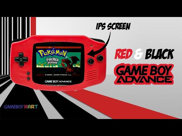 Red and Black Game Boy Advance with IPS Screen