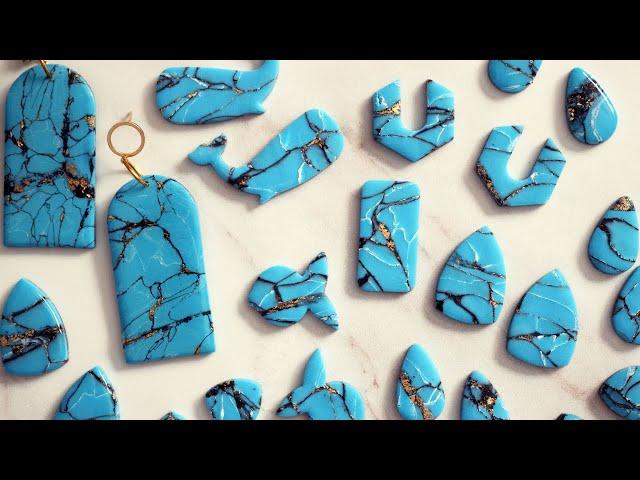 Turquoise Faux Stone Polymer Clay Earrings Tutorial | Polymer Clay For Beginners