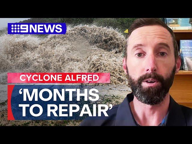 Ex-Tropical Cyclone Alfred causes severe coastal erosion | 9 News Australia