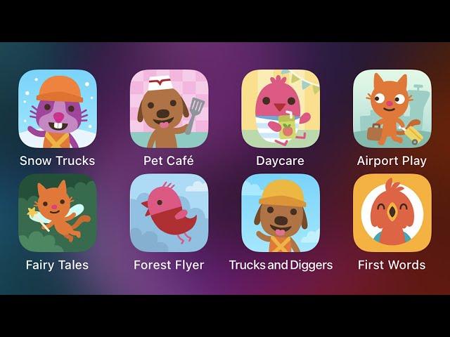 SAGO Mini First Words,Trucks and Diggers,Forest Flyer,SAGO Mini Fairy Tales,Airport Play,Day Care