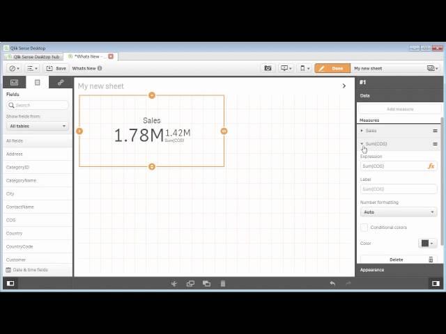 Qlik Sense создание элементов KPI спидометры красная кнопка