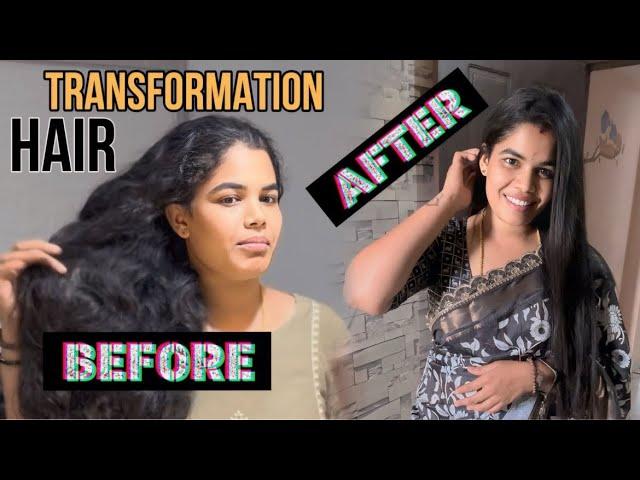 Permanent straightening chepichukunna//before and after ￼￼￼ my hair transformation #vlog #hairstyle