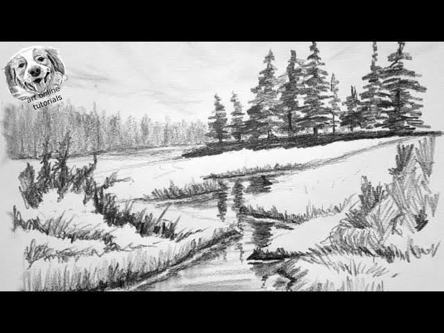 How to Draw a Landscape with pencil step by step and very easy