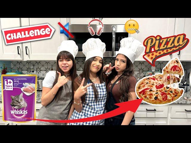 We Made a Crazy PIZZA  (Challenge) Blindfolded , Mute and Deaf with my SISTERS | eslis