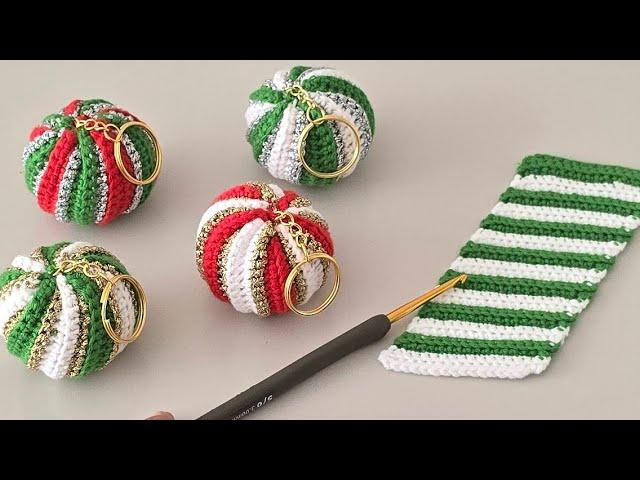 Fascinating Crochet Christmas Ball Keychains for Gift Giving