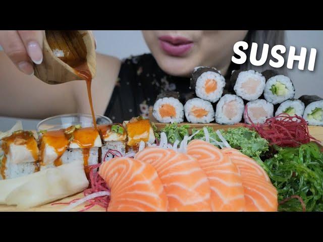 SUSHI ASMR *Tuna Tataki Roll, Salmon Sashimi with Mini Maki Rolls Relaxing Eating Sounds | N.E