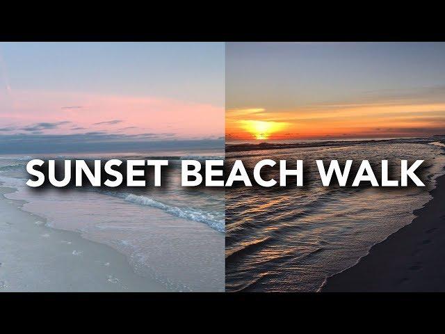 ASMR Waves Crashing - Sunset Beach Walk (Binaural, No Talking, First Person POV)