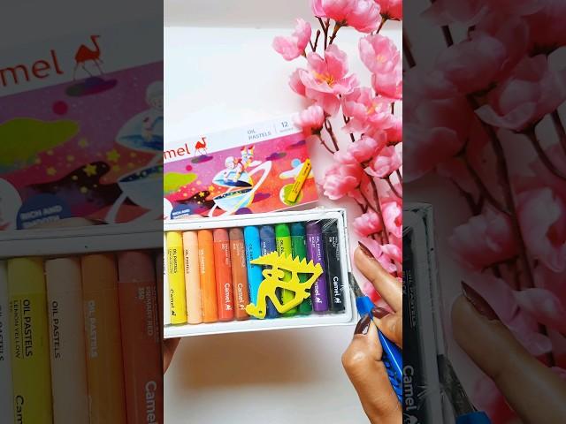 camel 12 shades oil pastel unboxing and drawing|holidays crafts #unboxing #shorts #drawing