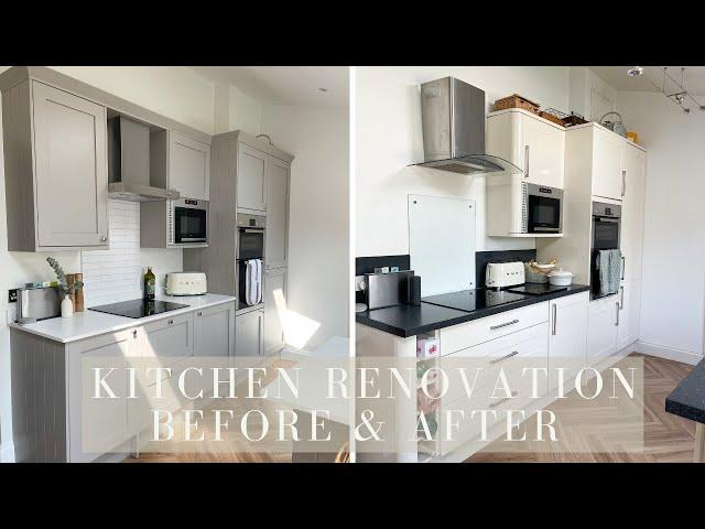 KITCHEN RENOVATION - BEFORE & AFTER / LAURA BYRNES /SHAKER KITCHEN, CIMSTONE QUARTZ